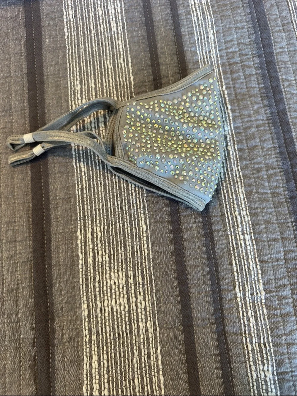 NWOT Rhinestone Embellished Gray Women's Face Mask